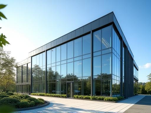 Modern office building representing VignetteZone's base in Nyon, Switzerland